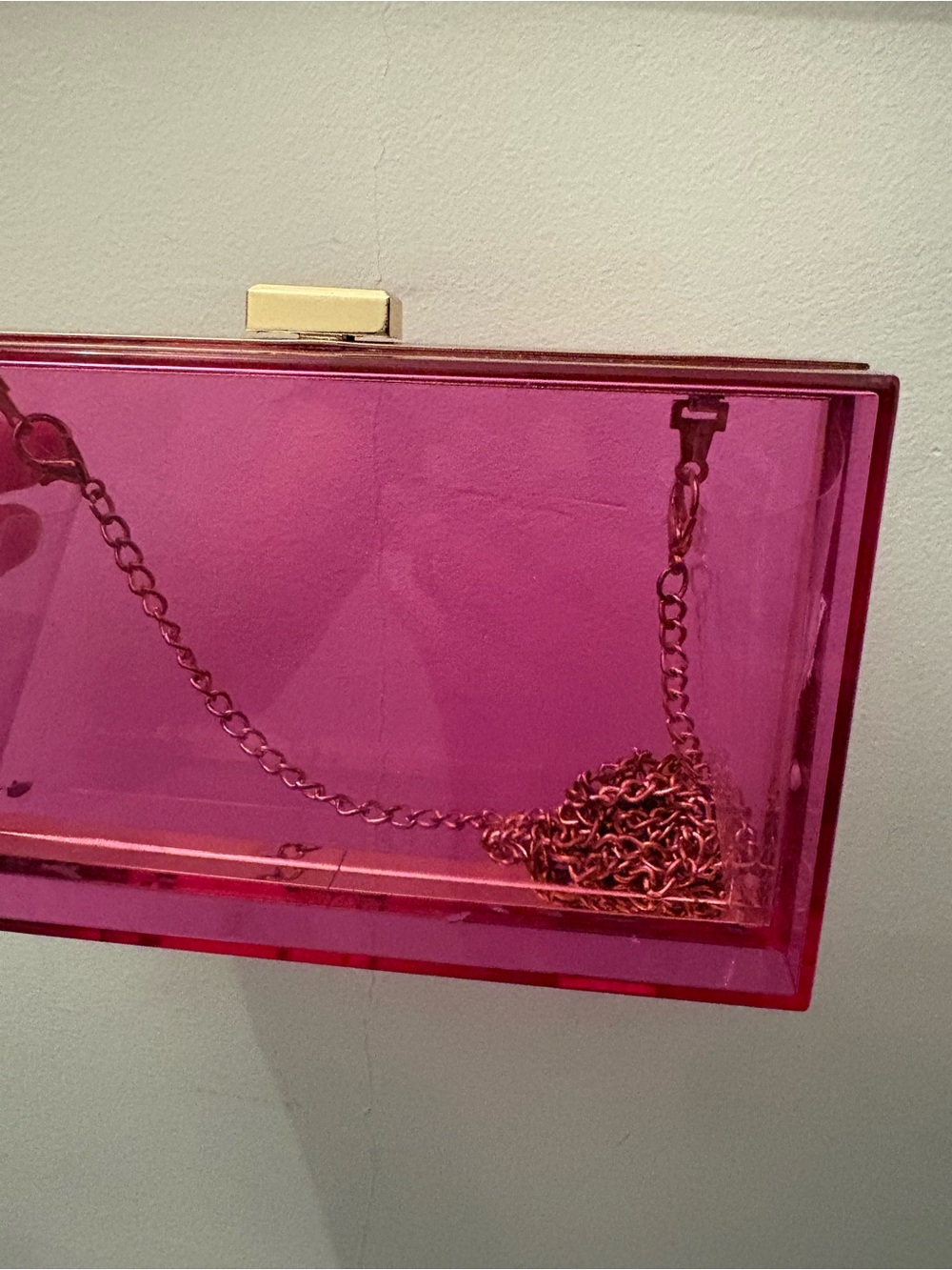 💖 Hot pink translucent hard candy shell purse 👛